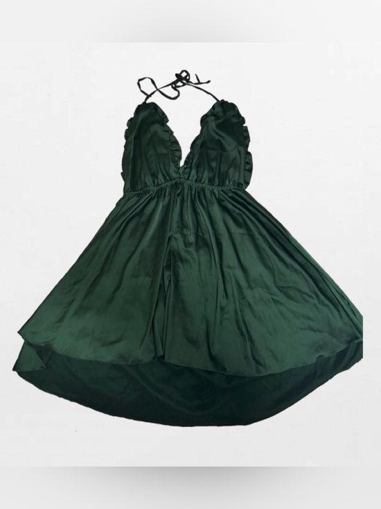 Dresses & Skirts - Emerald Green Satin Halter Babydoll Dress Lingerie Plus Size 3X Y2K Coquette